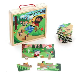 4 Holz Puzzles Jeweils 9 Teile Der Kleine Däumling im Set - Vilac 7631
