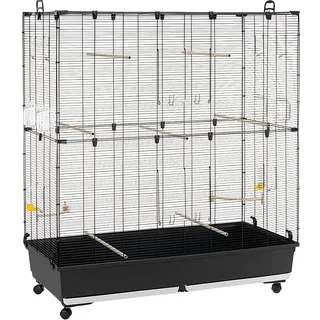 FERPLAST Gabbia Voliera per Uccelli PLANETA LARGE Gabbia per Uccelli, Canarini, Bengalini, Cocorite, Inseparabili, in Metallo, Accessori inclusi Posatoi Ruote, 118 x 59 x h 135 cm.