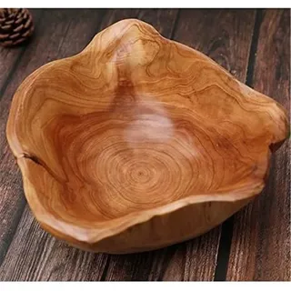 wanghaiyanBD Obstteller aus Holz, großes handgefertigtes Herzstück, Teigschüssel, Obstschale, natürliches Schlichtes Holz, ideal als Obstschale, Treibholzschale, Bauernhaus-Dekoration