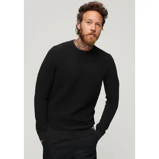 Superdry Strickpullover »TEXTURED CREW KNIT JUMPER« mit strukturiertem Waffelstrickmuster, schwarz