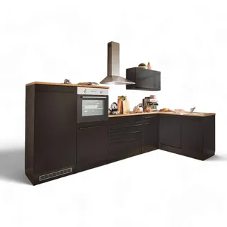 BASIC by Balculina Winkelküche Jazz L-Form 320 x 175 cm weiß matt/weiß hochglanz/stone dark