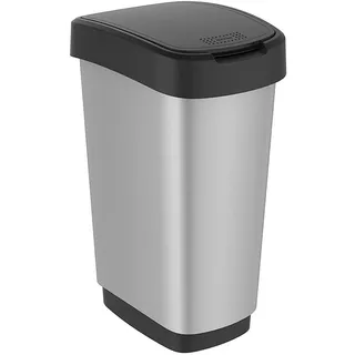 Rotho Twist Mülleimer 50 l Silber