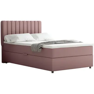 panda möbel Boxspringbett 120x200 EVEREST, mit Topper, mit Bettkästen, Einzelbett, Rosa, Panda Möbel - Rosa
