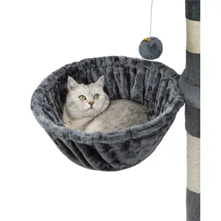 lionto Liegemulde aus weichem Plüsch für Kratzbaum, Ø 40 cm, 25 cm Tiefe, kuschelige Schlafmulde für jeden Katzenbaum mit M8-Gewinde, Stabiler Metallrahmen für kleine und große Katzen, dunkelgrau