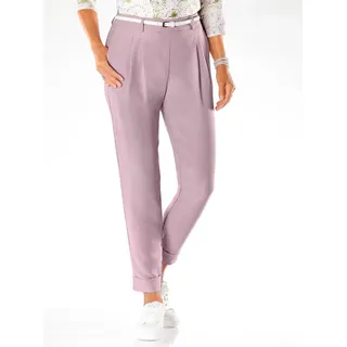 Bundfaltenhose INSPIRATIONEN, Damen, Gr. 19, Kurzgrößen, mauve, 94% Polyester, 6% Elasthan, Hosen Bundfaltenhose