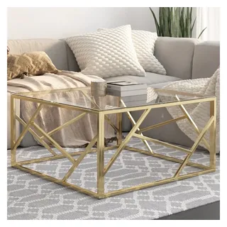vidaXL Couchtisch Golden Edelstahl und Hartglas