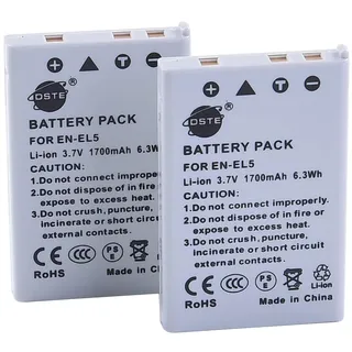 DSTE (2-Pack) EN-EL5 Ersatz Batterie Akku 1700mAh 3.7V Kompatibel für Nikon Coolpix P530, P520, P510, P500, P100, P5000, P5100, P6000, P90, P80