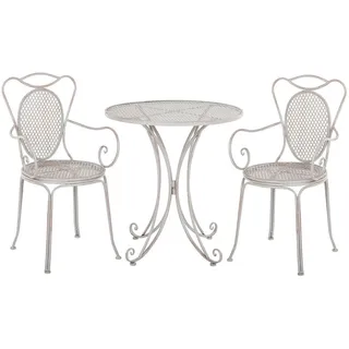 Beliani Bistroset grau Metall 2er Balkon Terrasse Garten romantisch - Grau