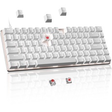 Hot-Swap Mechanische Gaming Tastatur, 82-Tasten Verkabelte Roter Schalter Anti-Ghosting Weiße LED Hintergrundbeleuchtung Ergonomische Kompakte Tastatur für Windows & Mac PC Laptop PS4 Gamer, Weiß