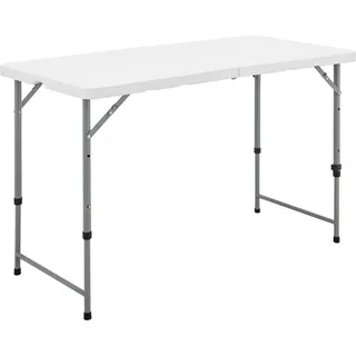 Empfangstisch klappbar für 4 Personen, 122 cm, Stahlgestell grau, weißer HDPE-Tischplatte - Weiß