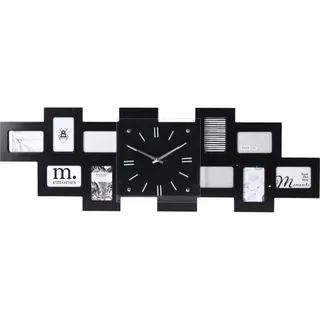 Home Styling Wanduhr mit 10 schwarzen Bilderrahmen, 80 x 4 x 26 cm - Schwarz, Holzwerkstoff, 80x27x5.6 Dekoration, Uhren, Wanduhren