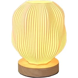 INF USB Tischlampe mit Holzfuß, Dimmbar, 3D-Druck Design, Nachttischlampe
