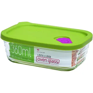 LocknLock Oven Glass Glas Frischhaltedose WAVE STEAM HOLE mit Silikondeckel, 360ml, eckig, komplett kühlschrank-, gefriertruhengeeignet, Borosilikat-Glas ofen- & mikrowellenfest, mit extra Ventil