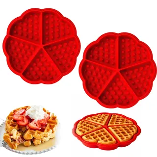 YIZWINS 2 Stück Waffelform Silikon Für Airfryer,Silikon Waffelform Airfryer | 5 Mulden Antihaftsilikon Muffinformen,Wiederverwendbaresilikon Waffelform,Waffeln Formkuchenform Für Waffeln,Backen