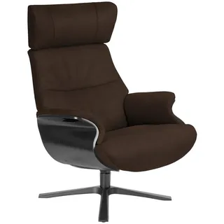 Conform Relaxsessel , Braun, Schwarz , Holz, Leder , Echtleder , Anilinleder , Eiche , furniert , 79x111x83 cm , Fußauswahl, Lederauswahl, Relaxfunktion, Sitzfläche 360° drehbar , Wohnzimmer, Sessel, Ledersessel