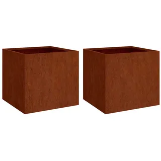 vidaXL Pflanzkübel 2er Set 32/30/29 Cm Cortenstahl , Braun , Metall , 30x29x32 cm , Gartenzubehör, Hochbeete