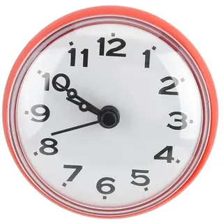 Zerodis Saugnapf Wasserdicht Runde Mini Wanduhr Dekoration Für Badezimmer Küche Wohnzimmer Schlafzimmer(Rot)