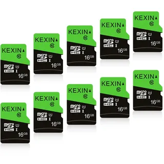 KEXIN SD Karten 16GB Micro SD Karte 10er Pack Speicherkarte Micro SDHC Memory Card TF Karte mit 2 Adapter