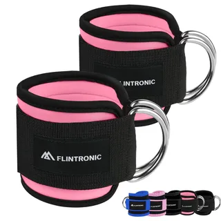 Flintronic Fußschlaufen Kabelzug mit D-Ringen, Fußschlaufen für Fitness Training, Fußmanschetten Kabelzug für Männer und Frauen Beinstrecker, Ankle Straps für Fitness Gesäßmuskeln und Beintraining