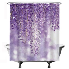 Ulticool Duschvorhang – Hängepflanze Natur Blumen - 180 x 200 cm - waschbar - Anti Schimmel - mit 12 Ringen - Lila