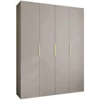 Abiks Möbel Drehtürenschrank 245,5/190/40 4-türig , Kaschmir, Goldfarben , Metall , Nachbildung , 190x245.5x40 cm , Schlafzimmer, Kleiderschränke, Drehtürenschränke