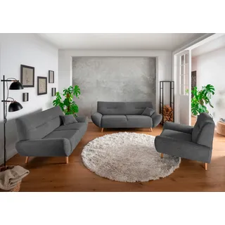 Home Affaire 3-2-1 Garnitur Polyester 3-Sitzer + 2-Sitzer + Sessel Grau