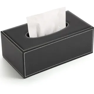 GORESE Leder Tücherbox Kosmetiktücherbox Taschentuchspender (Schwarz 1)