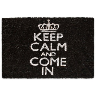 Relaxdays Kokosmatte KEEP CALM AND COME IN schwarz 40,0 x 60,0 cm