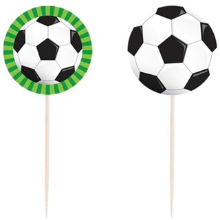 PD-Party: Cocktail Picks - 16 Stück Cocktail Set im Fußball-Design für Geburtstage und Feiern - Party Deko für Jungen & Mädchen - Cocktail Zubehör für jeden Kindergeburtstag - 6,5x3 cm