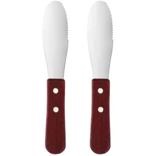 Penitue 2stk Buttermesser-Set, Käsemesser aus Edelstahl mit Holzgriff für Sandwiches Frischkäse und Soßen Küchenhelfer und Kochutensilien