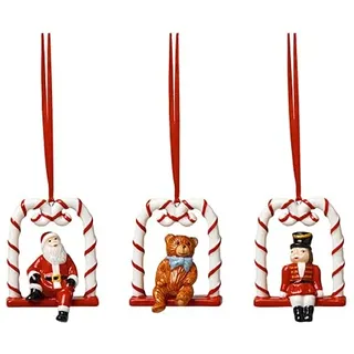 Villeroy & Boch - Nostalgic Ornaments, Ornamente Schaukel, Set 3tlg., 18x4x8cm, Porzellan, Mehrfarbig 14-8331-6691