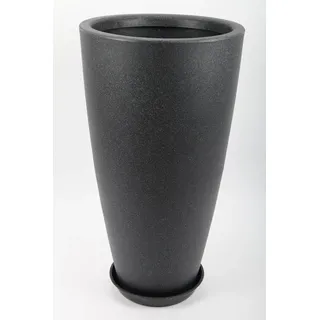 point-garden Blumentopf, Pflanzkübel, Pflanzgefäß mit Untersetzer, black stone