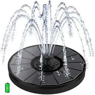 SZMP Solar Springbrunnen 2026 Neu 3.5W Solar Teichpumpe, 2000mAh Akku - Arbeiten an Trüben Tagen - Wasserpumpe Solar Schwimmender Fontäne Pumpe mit 8 Effekte & 4 Fixe Rohre für Garten, Vogel-Bad