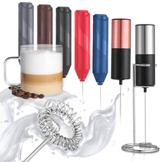 Mata1 Kaffee-Milchaufschäumer, silberner und schwarzer Handheld-Getränkemixer, elektrischer Schneebesen, Mini-Rührstab-Schaummacher