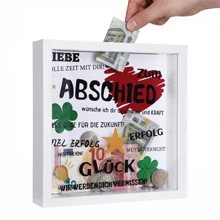 Abschiedsgeschenk Kollegin, Abschiedsgeschenk Kollegen Jobwechsel - 22×22cm Spardose Bilderrahmen, Ideal für Abschied Kollegin Jobwechsel & Büro-Abschied, Bürodekorationen(ohne Bargeld enthalten)