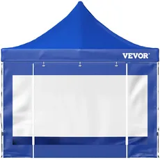 Bild Pavillon faltbar 3x3m Faltpavillon 240g PVC-beschichtetes Polyester Pop-Up-Pavillon 1,95-2,13m Einstellbar Partyzelt Festzelt Strandzelt Blau