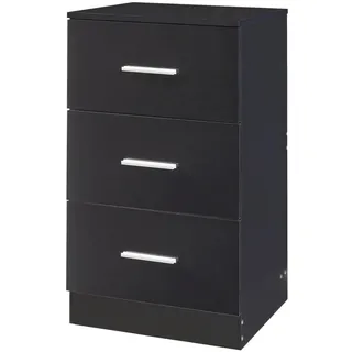 [en.casa] Nachttisch Aurdal , Schwarz, Schwarz Hochglanz , Holzwerkstoff , Rechteckig , 37x66x34.5 cm , Schlafzimmer, Nachtkästchen