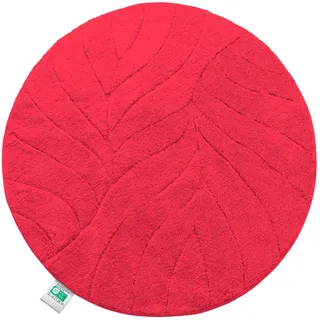 Floordirekt Badteppich - extra flauschig & schnelltrocknend - Badezimmerteppich mit rutschhemmender Rückseite - Badematte Duschvorleger (Maris) (Rot, rund 120 cm)