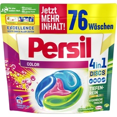 Persil Color 4in1 DISCS (76 Waschladungen), Colorwaschmittel mit Tiefenrein-Plus Technologie für leuchtende Farben, 92% biologisch abbaubare Inhaltsstoffe*