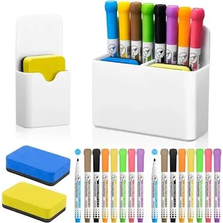 Weißer Whiteboard-Stifte-Set mit 16 Stiften und Aufbewahrungsbox
