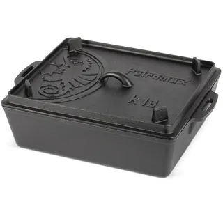 Petromax Kastenform k8 Gusseisen - 8 l Dutch Oven mit Deckelpfanne | Massiver Bräter für Backofen & Lagerfeuer - Ideal für Brot, Kuchen & Aufläufe - Inklusive Deckel als Steakpfanne nutzbar