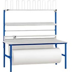 Rocholz Komplett-Packtisch I, inkl. Abrollvorrichtung und Schneidsystem, Arbeitsplatte B 2000 x T 800 mm, bis 100 kg