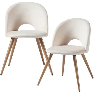 [en.casa] Esszimmerstuhl Karijoki Polyester beige 2er Set