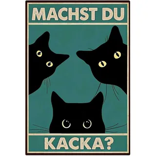 RunXinDa Vintage Blechschild Retro Wanddeko Badezimmer Humor Spruch 20x30cm Geschenk Idee Küche Wohnzimmer Decor Garten Deko(1 Blatt - Katzenschild für die Toilette)