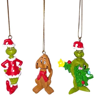 Set Mit 3 Grinch Weihnachtsbaumdekoration 5cm Polyresin Wandbehang Deko -set 2