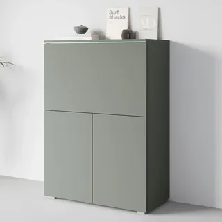 Home Affaire PC-Schrank "Vera, Sekretär, Home-Office-Schreibtisch mit LED-Beleuchtung" 1 Stk. tlg. Multifunktional mit Stauraum, klappbare Tischfläche, LED, B 90 cm, salbei