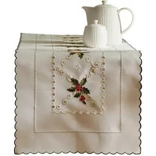 home&you Tischläufer Bestickter Merrila, 38x180 cm, Weiß, Weihnachten Deko Tischdecke, Christmas , Kunststoff , 38x1x180 cm , Heimtextilien, Wohntextilien, Tischwäsche, Tischläufer