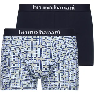 Retro Pants BRUNO BANANI "Board Game", Herren, Gr. XL, blau (blauprint, navy), Obermaterial: 93% Baumwolle, 7% Elasthan, gemustert, unifarben, körpernah, Unterhosen Retro Pants, mit auffälliger Musterung