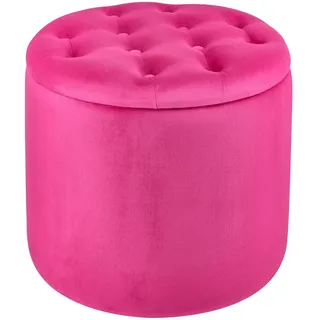 Baroni Home Pouf Fußhocker Container mit internem Schuhregal, Samt Schuhablage Fuchsia Ø50x42 cm