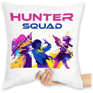 Shirtracer Kissen 40 x 40 - Anime - Hunter Squad - Dämonen K-Pop Fan Merch - 40 x 40 cm - Weiß - k pop Animation kpop Geschenke Hunters dämon jäger demonhunters